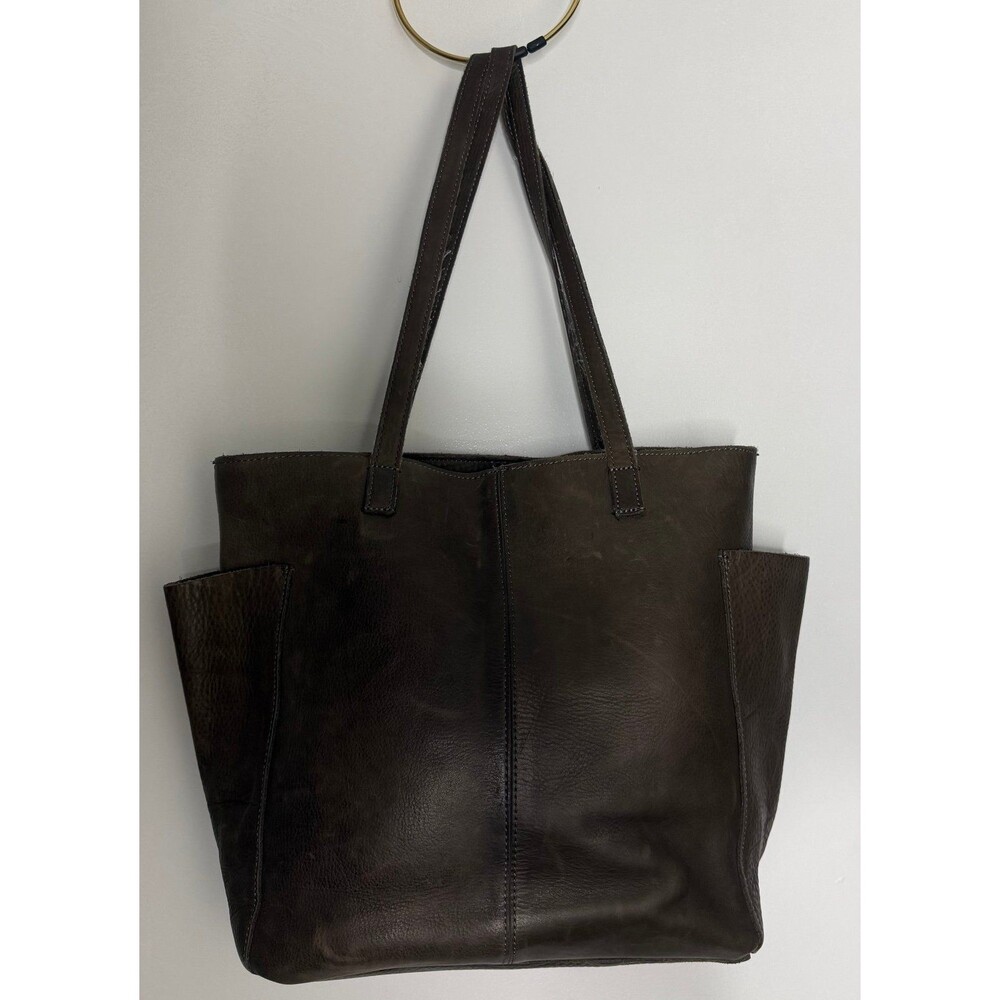 Duluth Trading Co. Lifetime Leather Large Dark Brown Pebbled Tote Bag